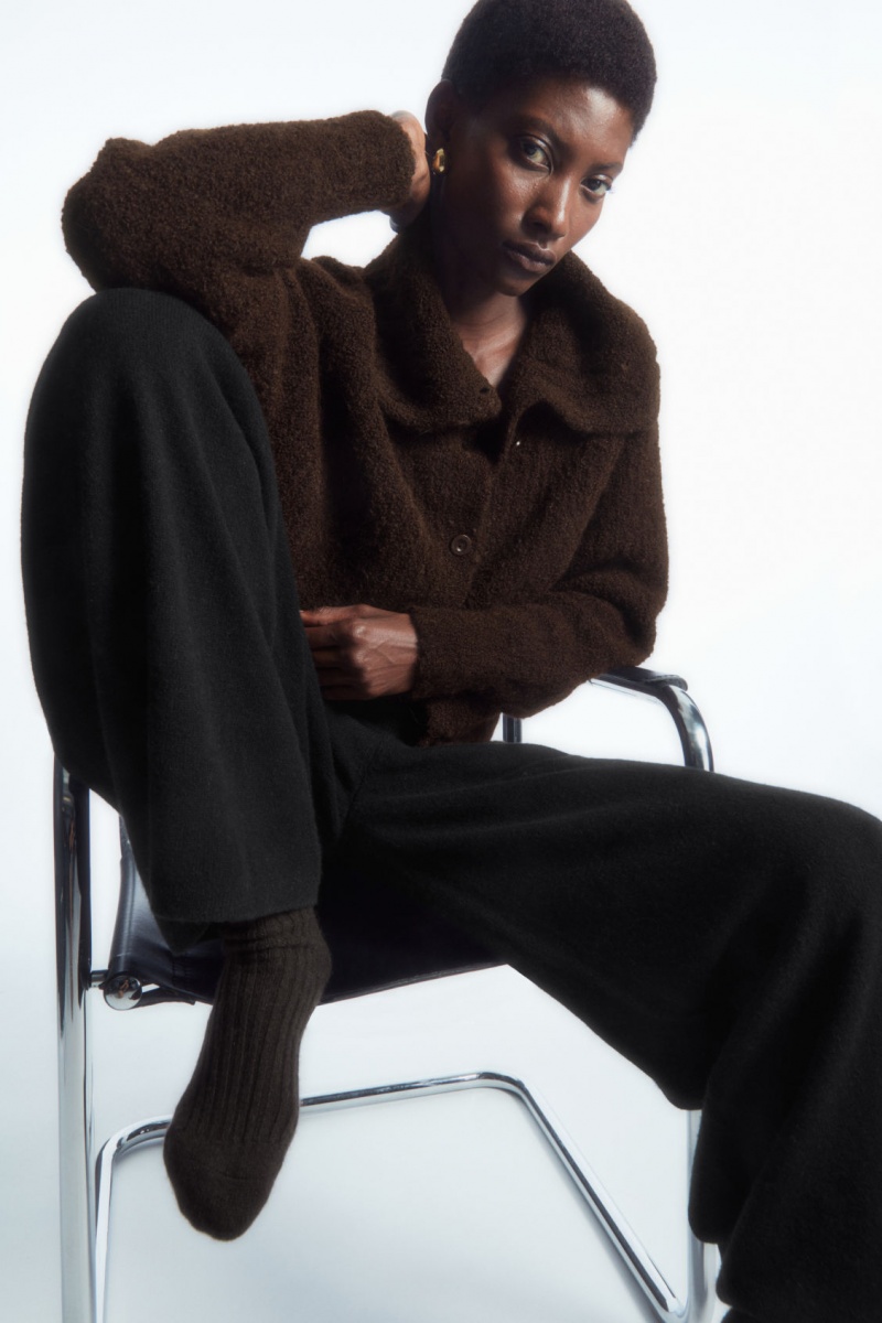 Dámské Ponožky COS Žebrovaný Cashmere Tmavě Hnědé | DPYJ-60247