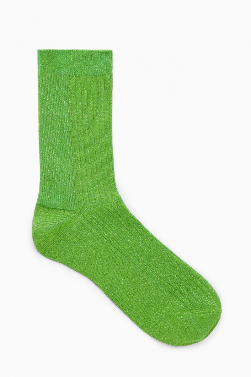 Dámské Ponožky COS Žebrovaný Lurex Zelene | VOQB-12056