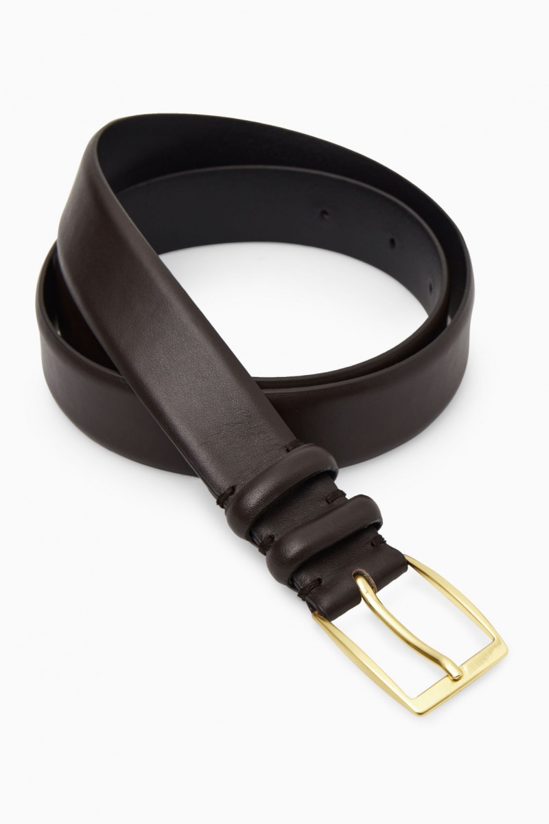 Dámské Pásky COS Classic Læder Tmavě Hnědé | YCUI-07296