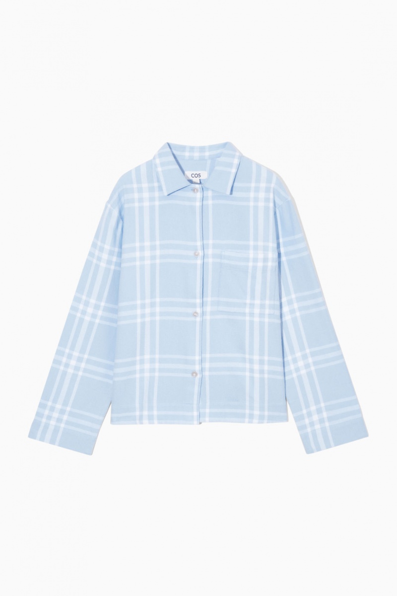 Dámské Pyžama COS Checked Flannel Pajama Set Světle Blankyt Bílé | HKTG-73651