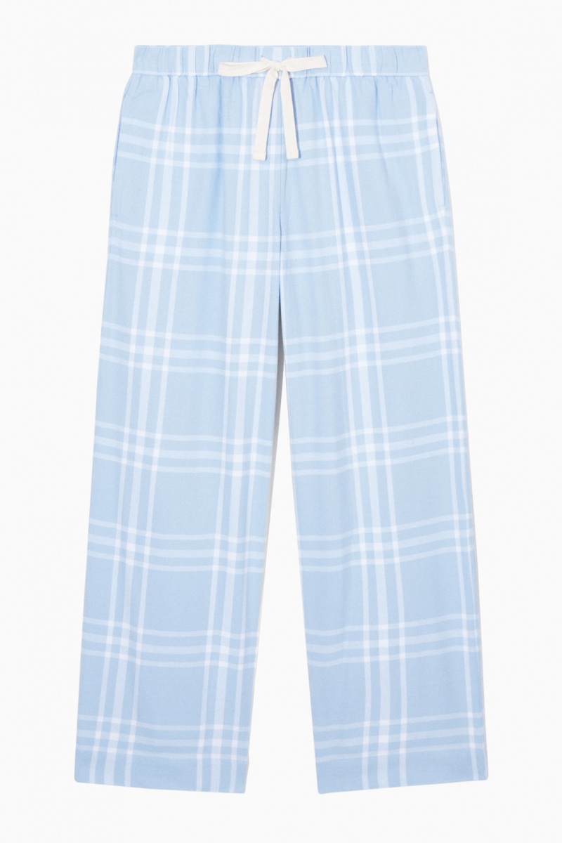 Dámské Pyžama COS Checked Flannel Pajama Set Světle Blankyt Bílé | HKTG-73651