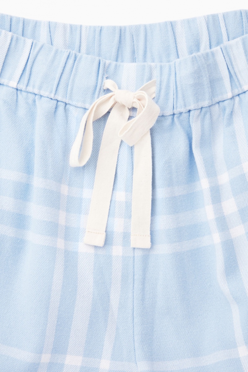 Dámské Pyžama COS Checked Flannel Pajama Set Světle Blankyt Bílé | HKTG-73651