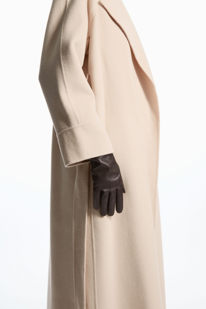 Dámské Rukavice COS Gathered Læder-Cashmere Tmavě Hnědé | GHTD-32175
