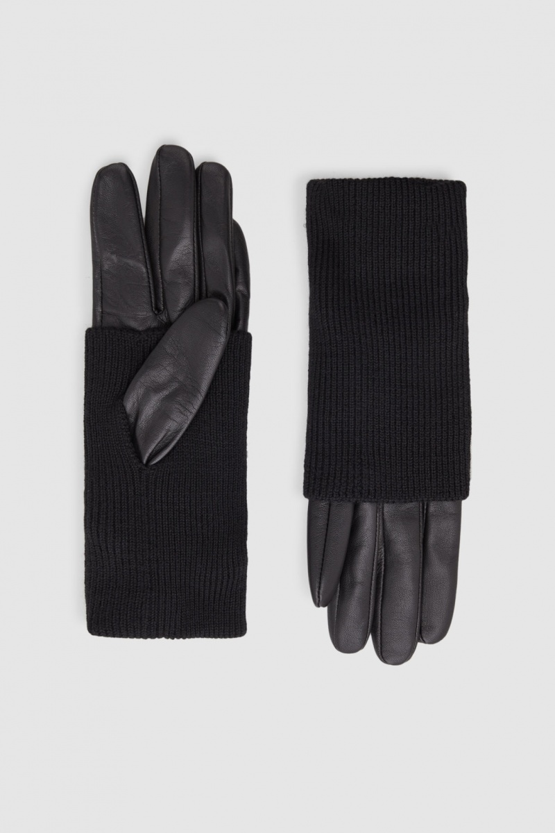 Dámské Rukavice COS Layered Læder Černé | TCPA-91468