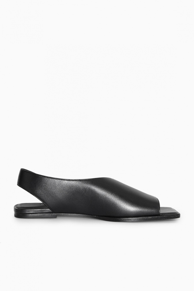 Dámské Sandály COS Læder Slingback Černé | IFLV-26957