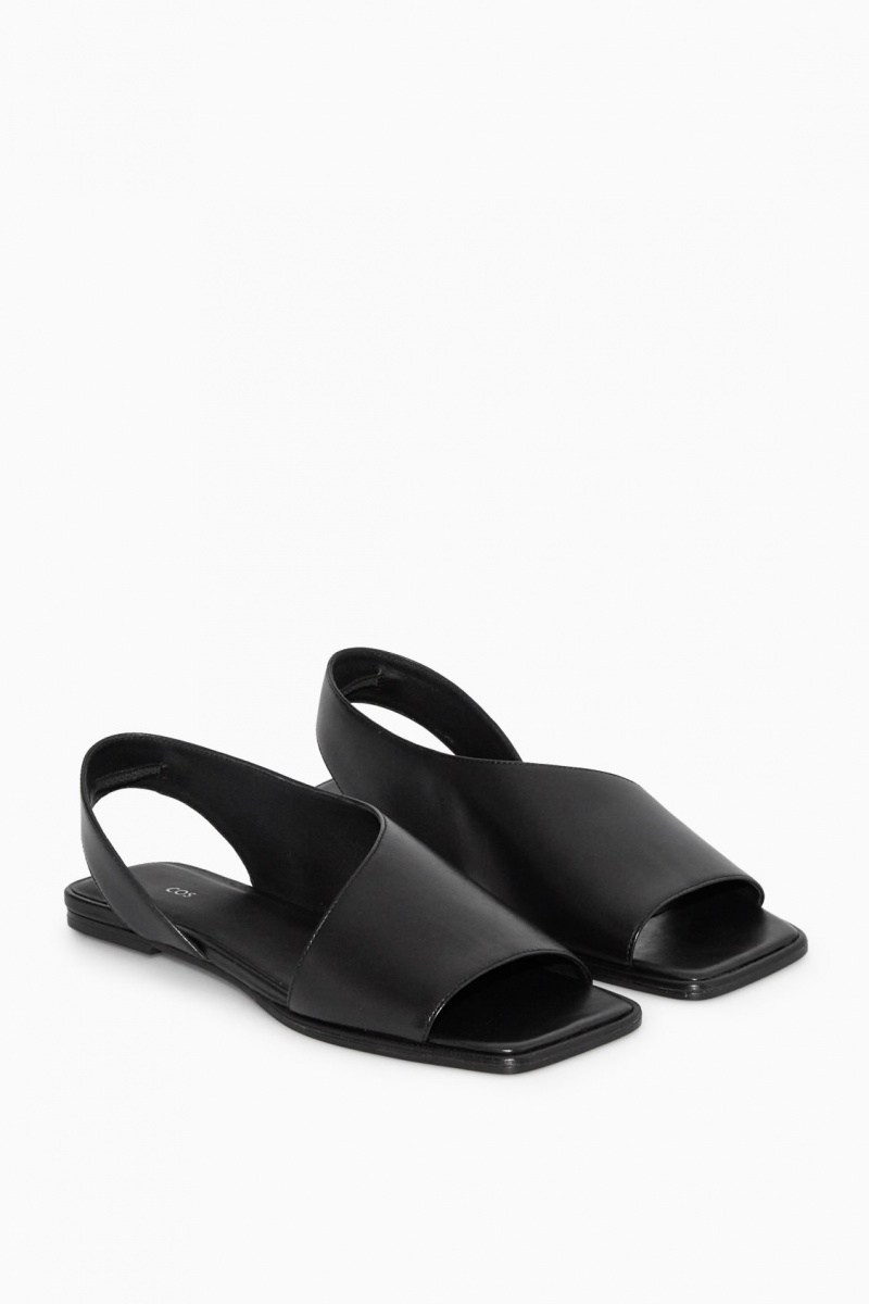 Dámské Sandály COS Læder Slingback Černé | IFLV-26957