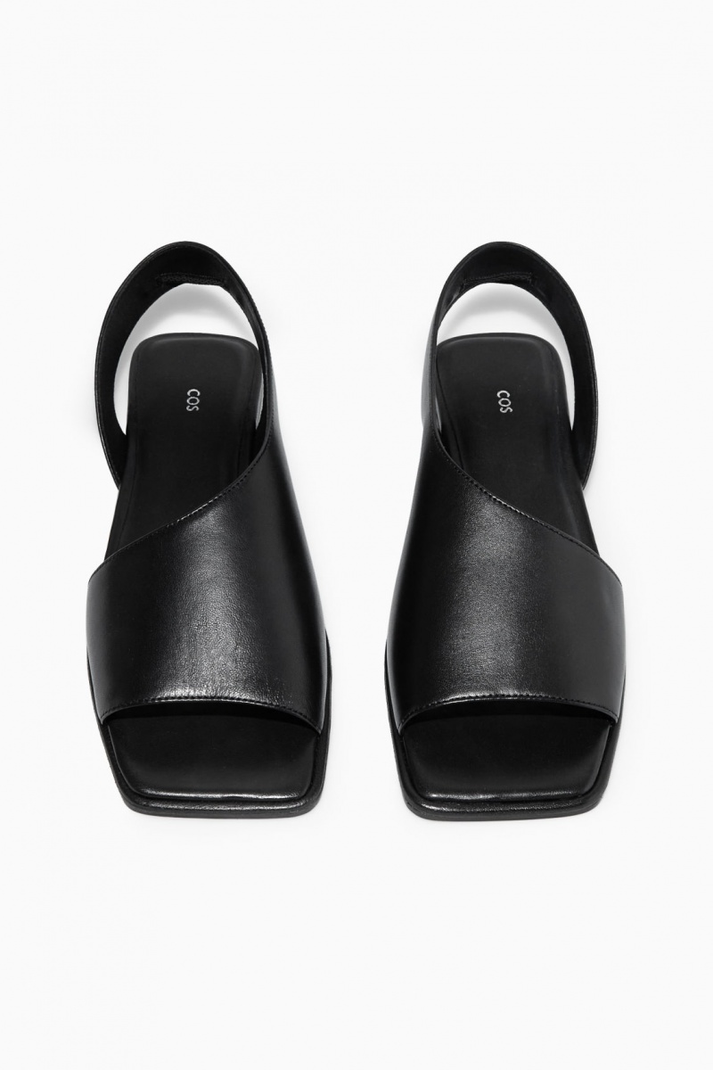 Dámské Sandály COS Læder Slingback Černé | IFLV-26957