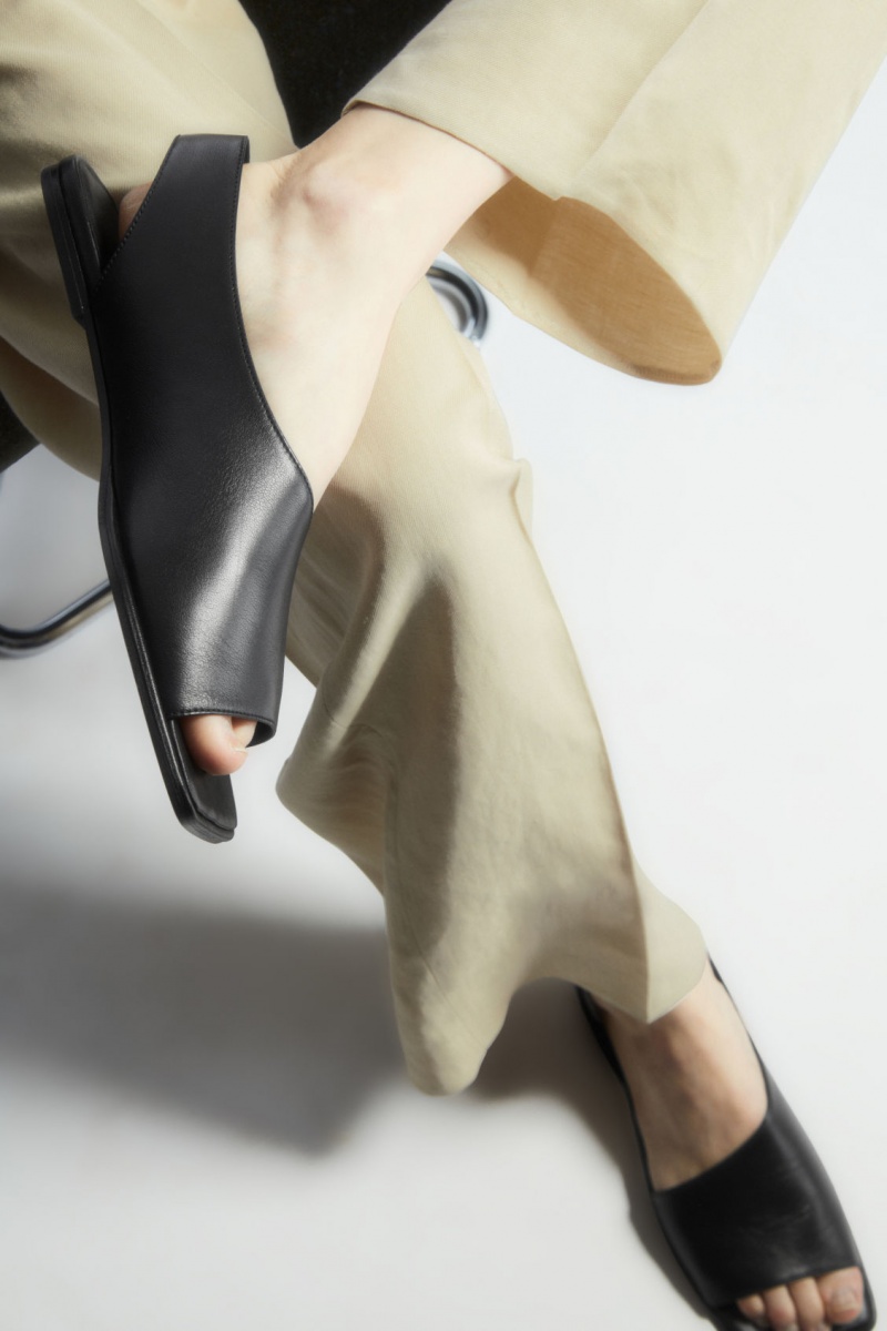 Dámské Sandály COS Læder Slingback Černé | IFLV-26957