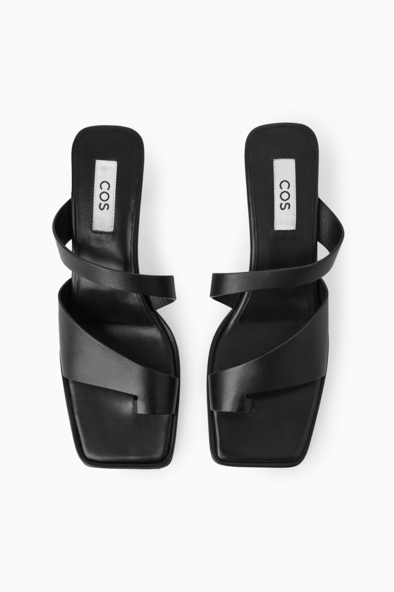 Dámské Sandály COS Špicí-Tanga Podpatku Černé | OJRW-38691