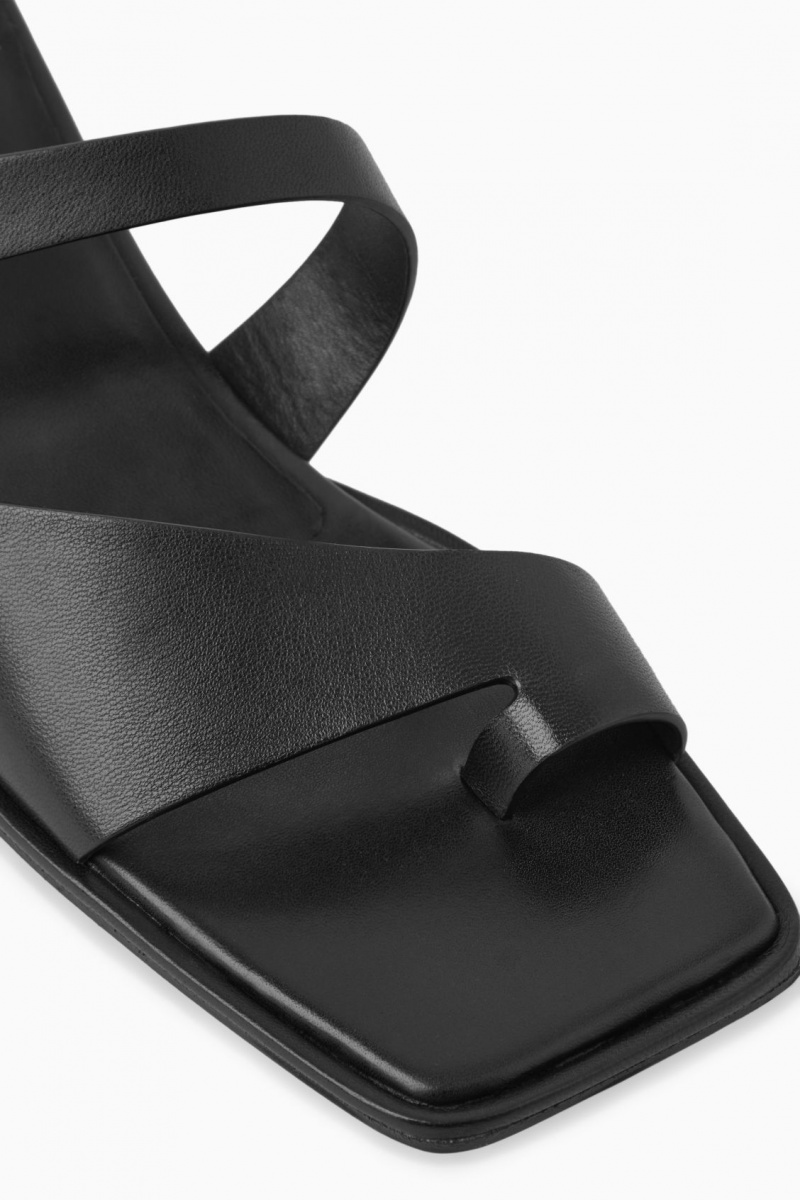 Dámské Sandály COS Špicí-Tanga Podpatku Černé | OJRW-38691