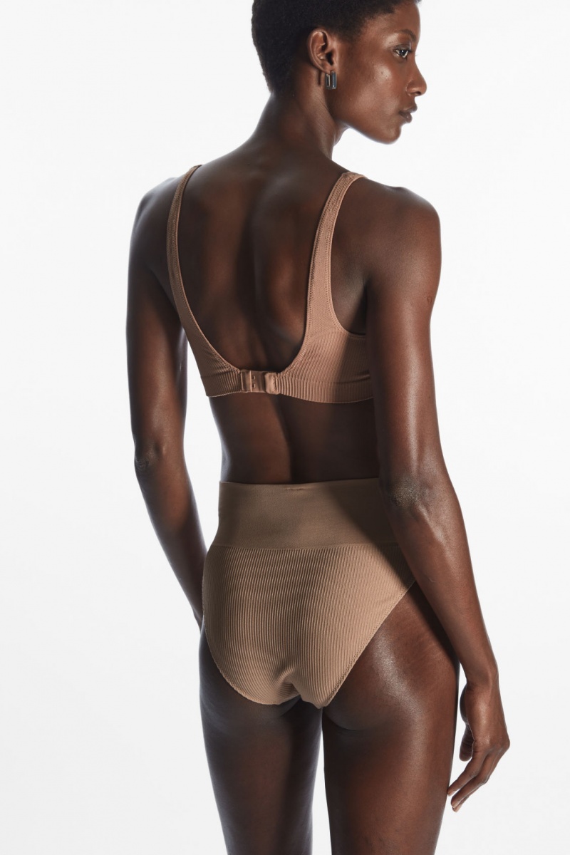 Dámské Slipy COS High-Waisted Žebrovaný Béžový | CGXZ-31580