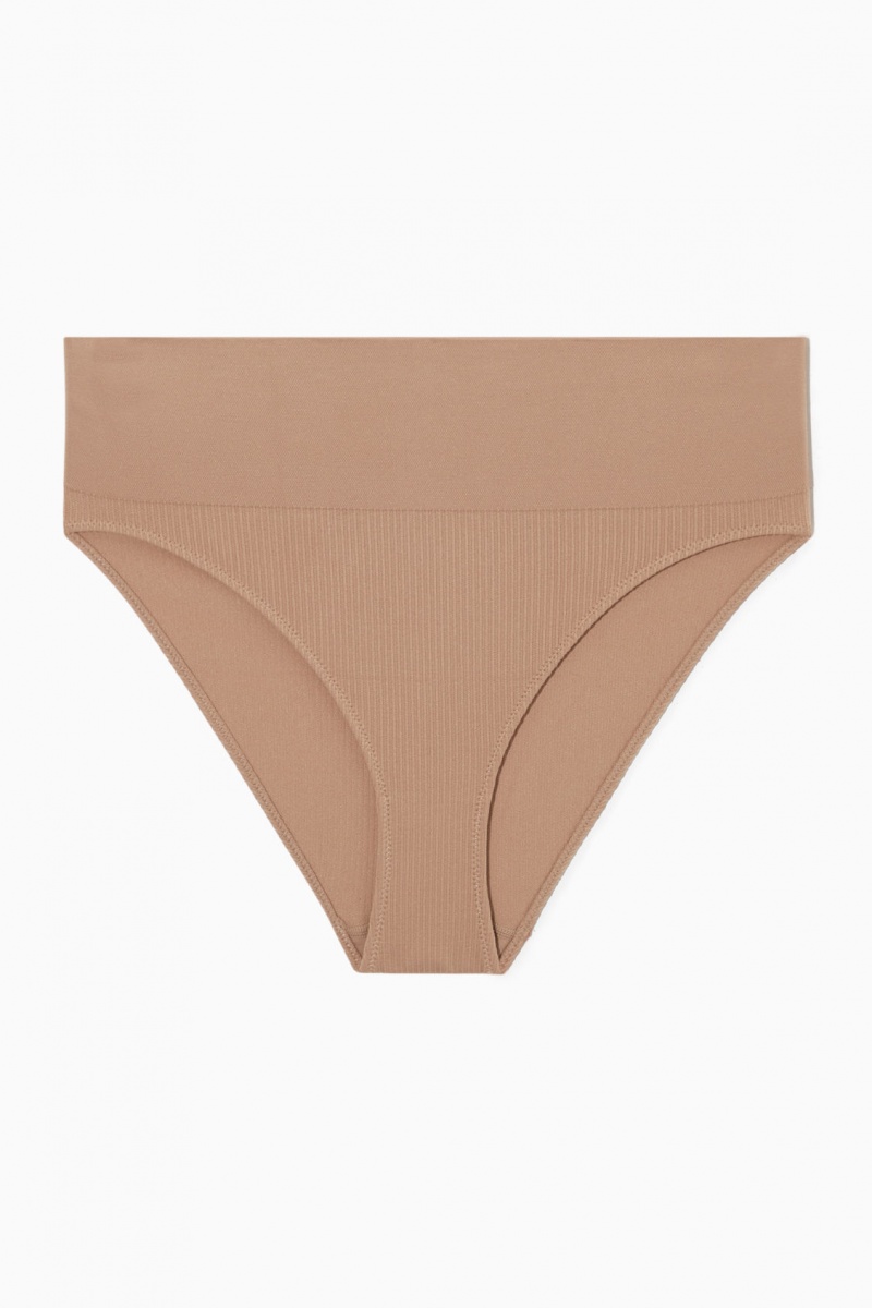 Dámské Slipy COS High-Waisted Žebrovaný Béžový | STQV-05482