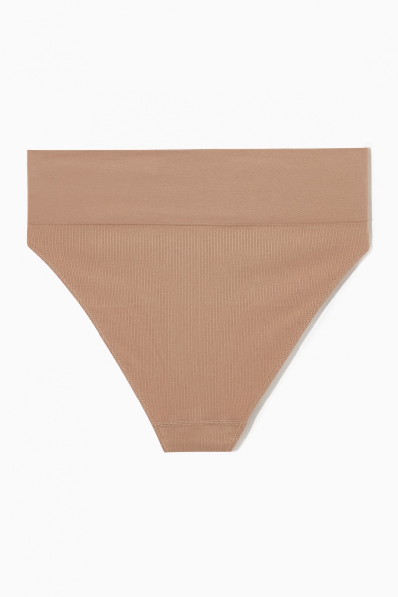 Dámské Slipy COS High-Waisted Žebrovaný Béžový | STQV-05482