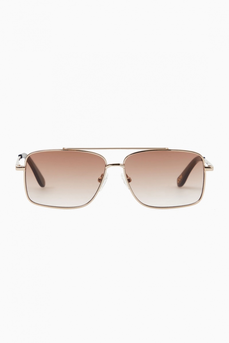 Dámské Sluneční Brýle COS Gold-Tone Aviator Zlaté | VPTR-93640