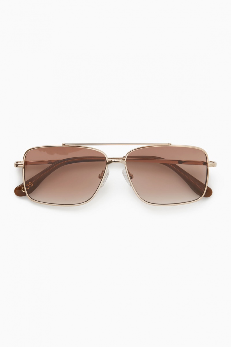 Dámské Sluneční Brýle COS Gold-Tone Aviator Zlaté | VPTR-93640