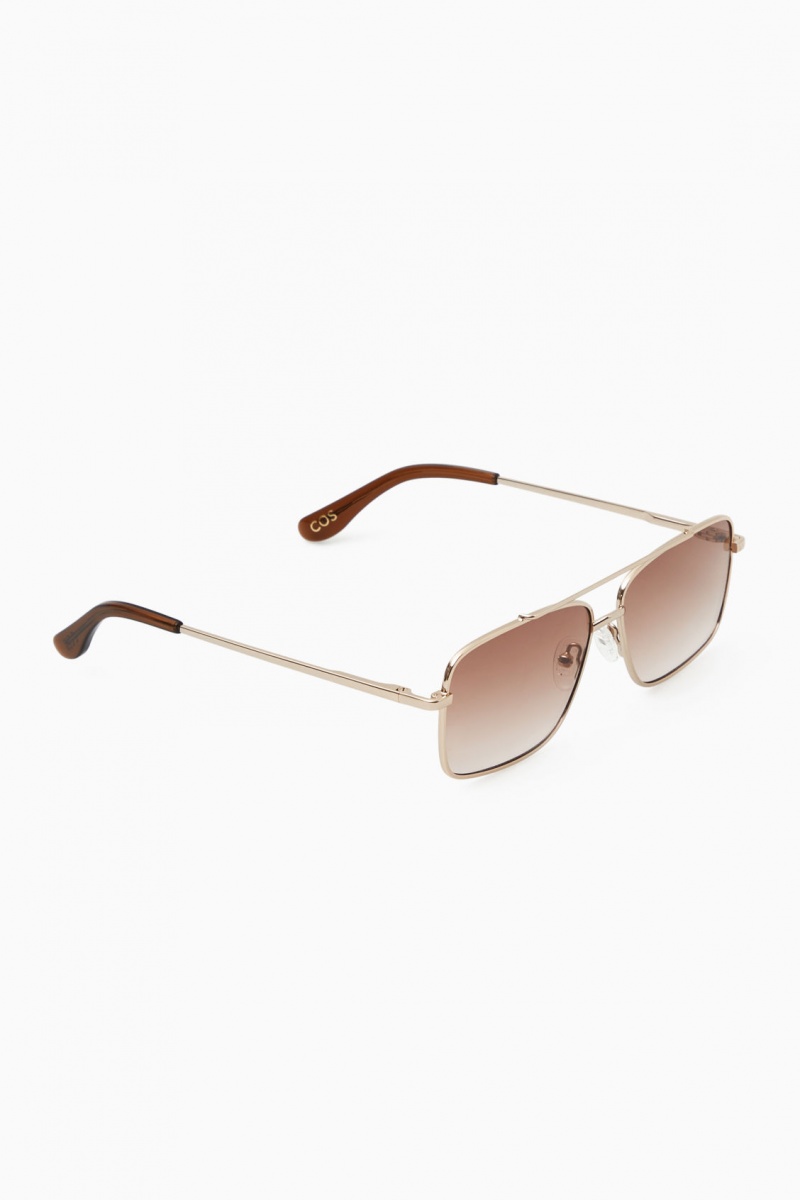Dámské Sluneční Brýle COS Gold-Tone Aviator Zlaté | VPTR-93640