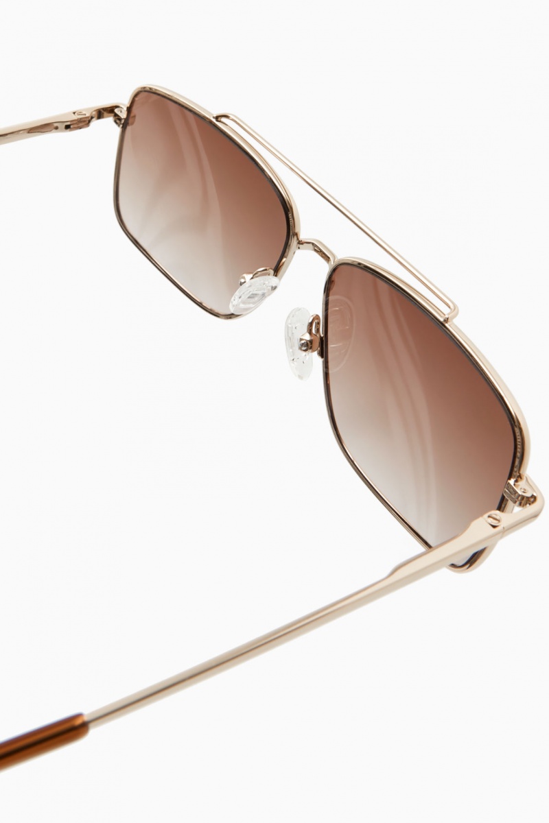 Dámské Sluneční Brýle COS Gold-Tone Aviator Zlaté | VPTR-93640