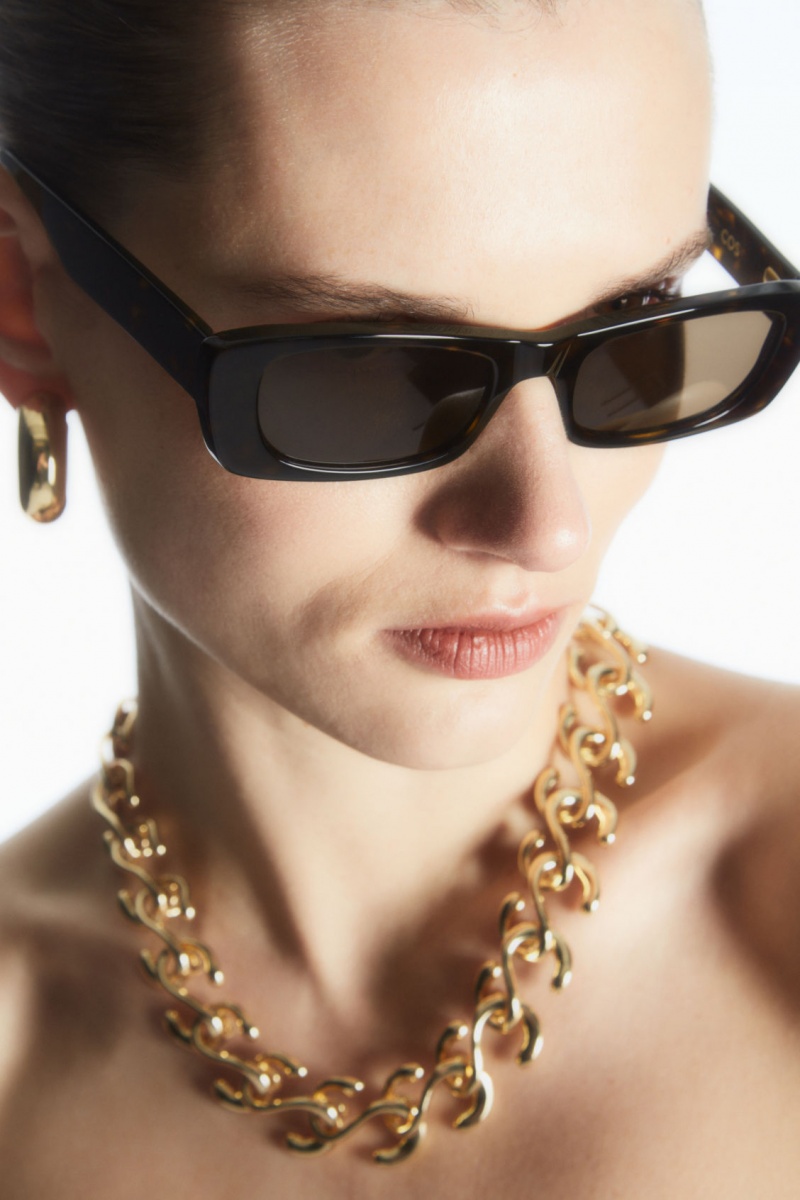 Dámské Sluneční Brýle COS Narrow Cat-Eye Hnědé | ULPE-51896