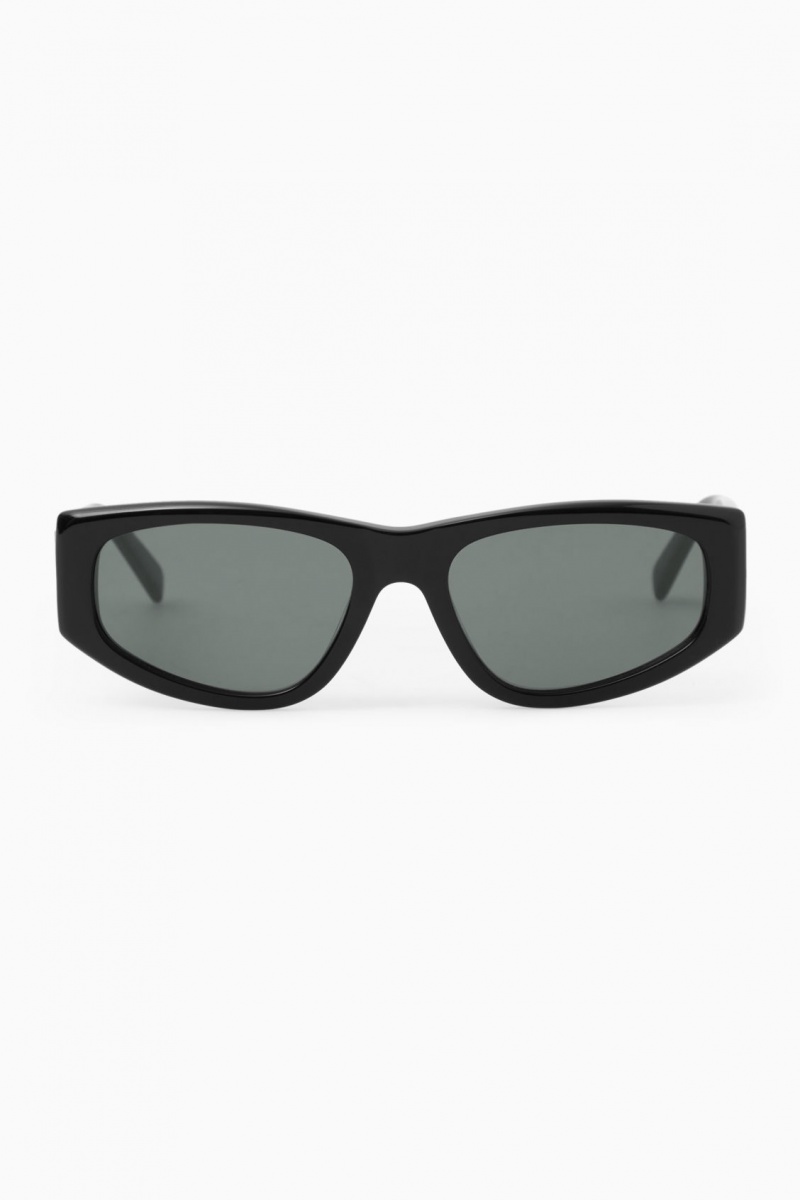 Dámské Sluneční Brýle COS Sportovní Rectangle-Frame Černé | YVWO-27534