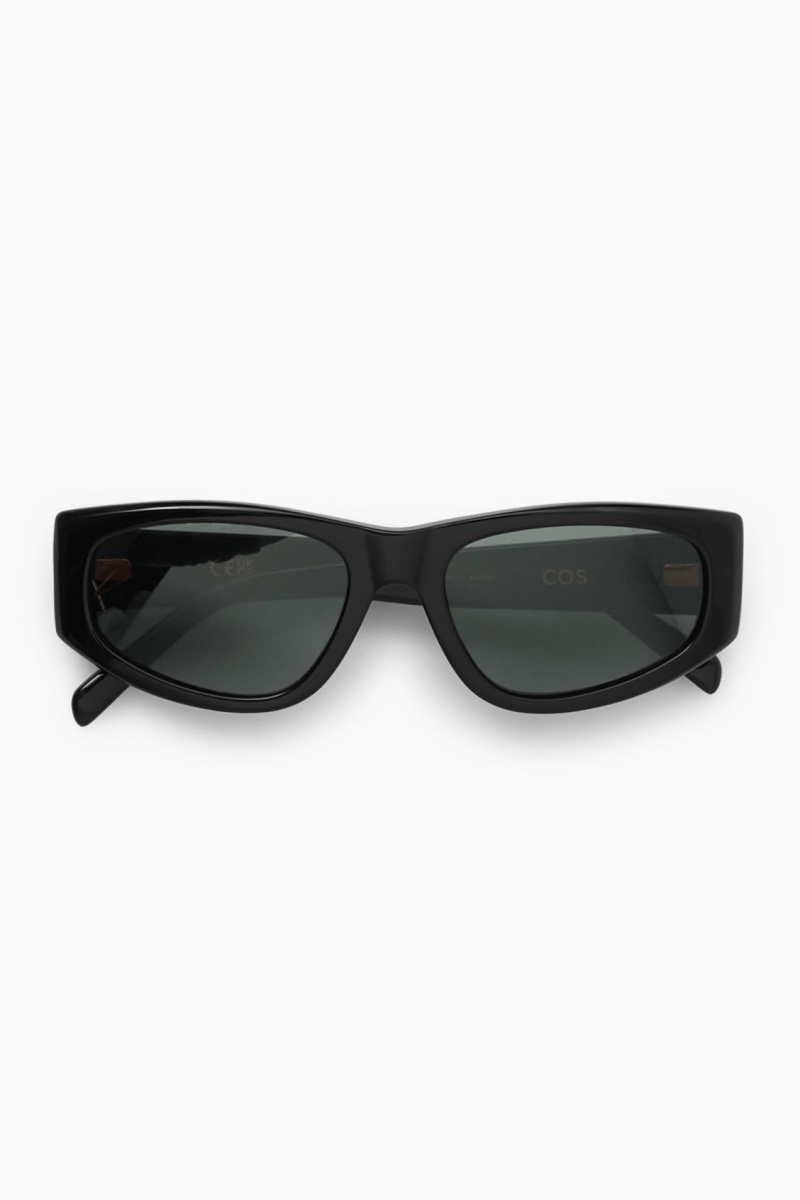 Dámské Sluneční Brýle COS Sportovní Rectangle-Frame Černé | YFEJ-37649