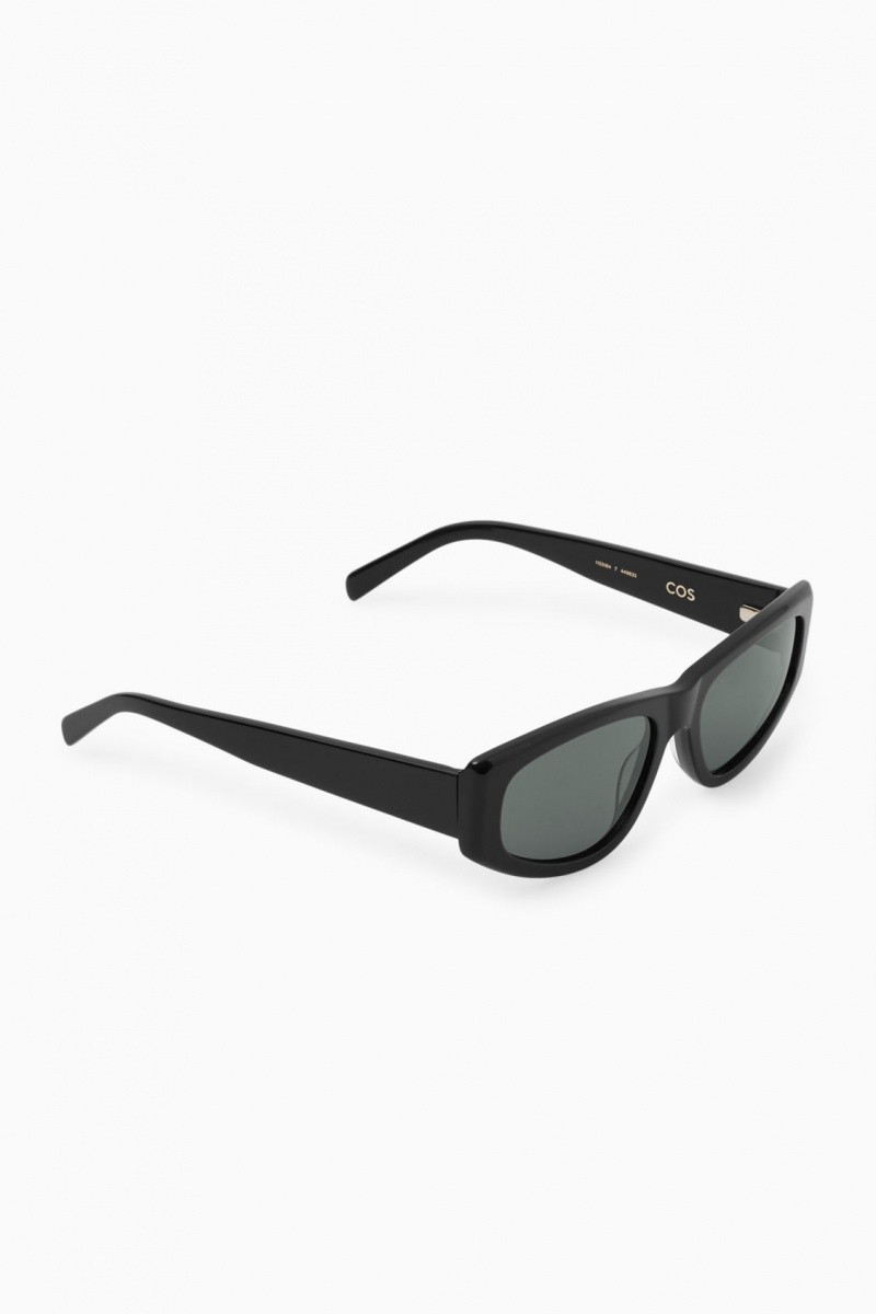Dámské Sluneční Brýle COS Sportovní Rectangle-Frame Černé | YFEJ-37649