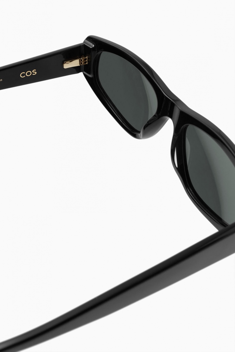 Dámské Sluneční Brýle COS Sportovní Rectangle-Frame Černé | YFEJ-37649