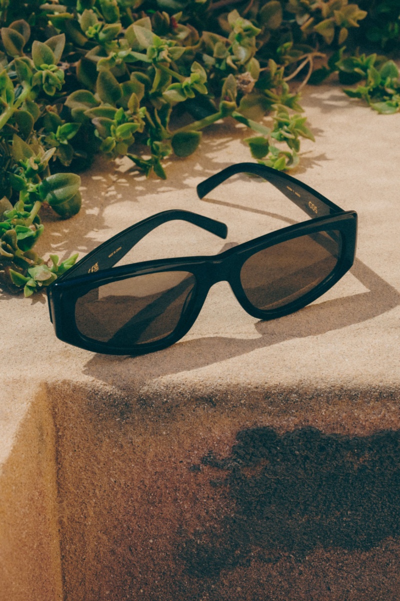 Dámské Sluneční Brýle COS Sportovní Rectangle-Frame Černé | YFEJ-37649