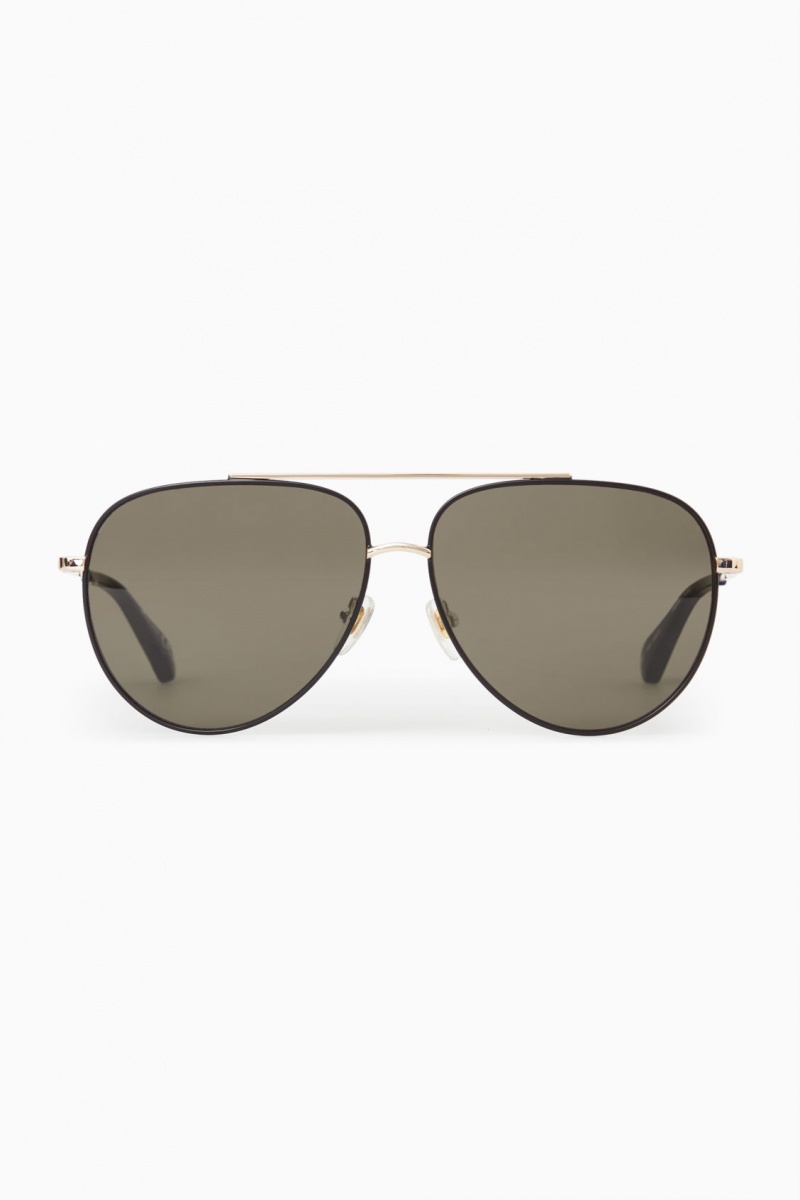 Dámské Sluneční Brýle COS The Aviator Metal Zlaté Černé | PNSI-90563