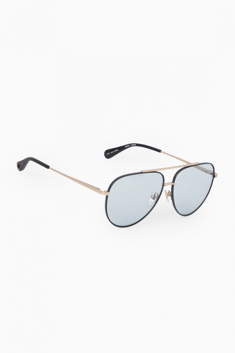 Dámské Sluneční Brýle COS The Aviator Metal Zlaté Blankyt | PSAK-07194
