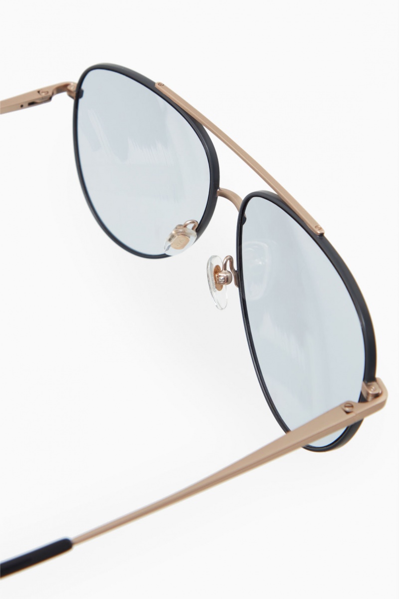 Dámské Sluneční Brýle COS The Aviator Metal Zlaté Blankyt | PSAK-07194