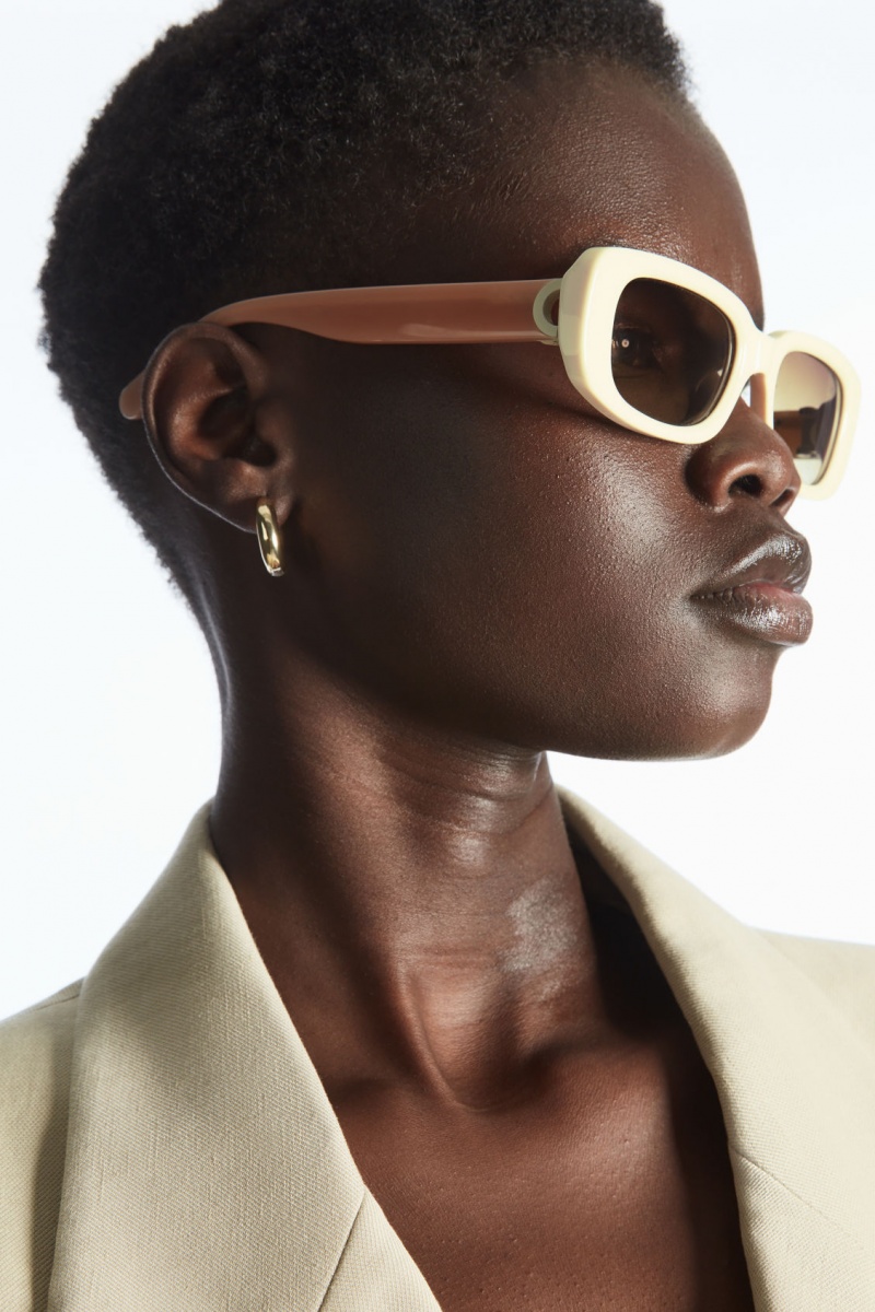 Dámské Sluneční Brýle COS The Rectangle Acetate Krém Růžové | NGCQ-47801