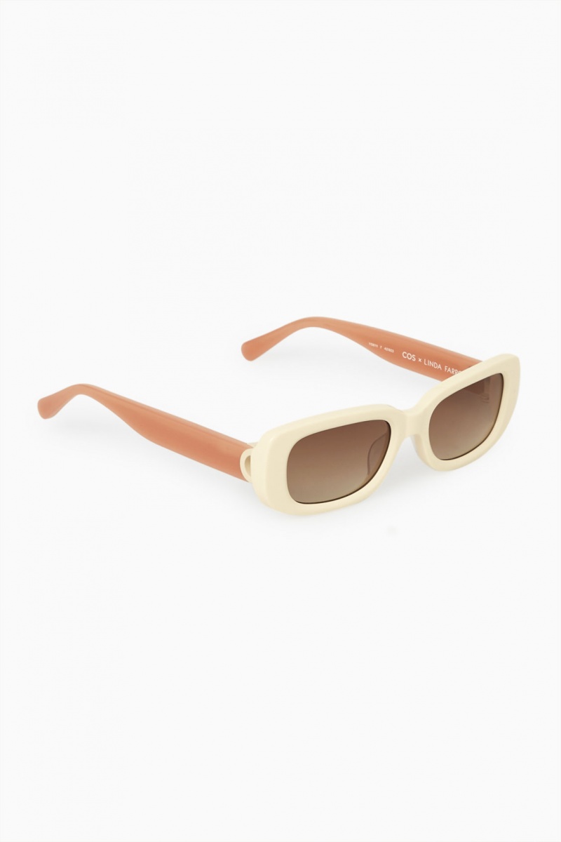 Dámské Sluneční Brýle COS The Rectangle Acetate Krém Růžové | NGCQ-47801