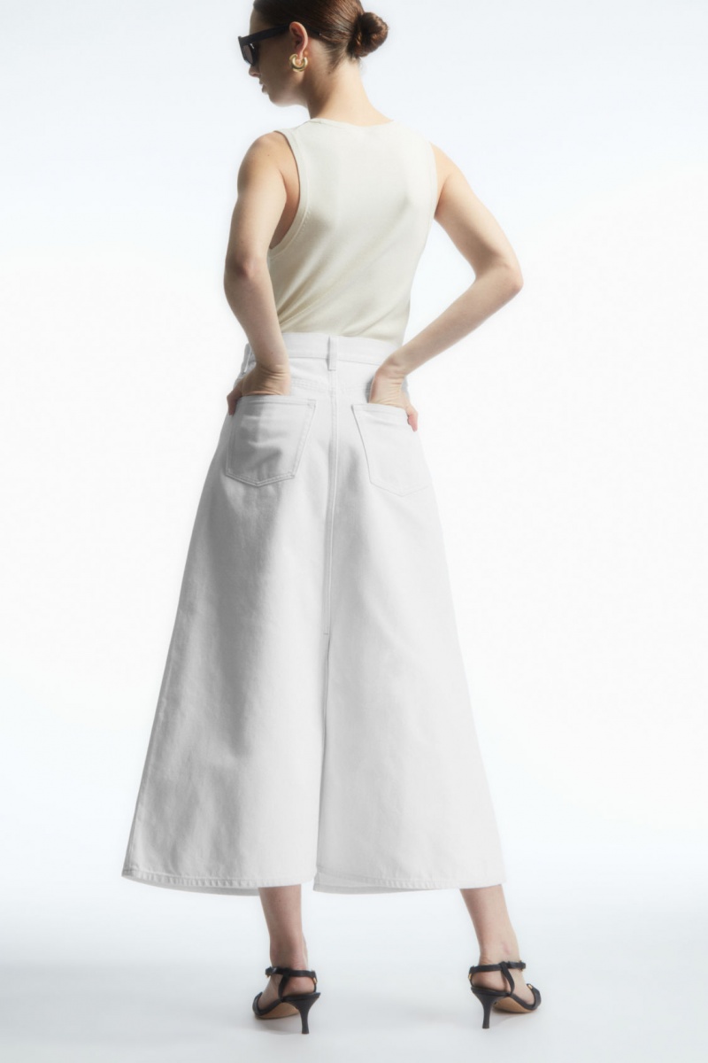 Dámské Sukně COS A-Line Denim Midi Bílé | WGNP-53082