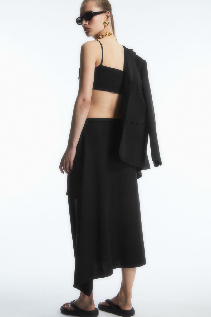 Dámské Sukně COS Asymmetric Midi Wrap Černé | QBLH-93205