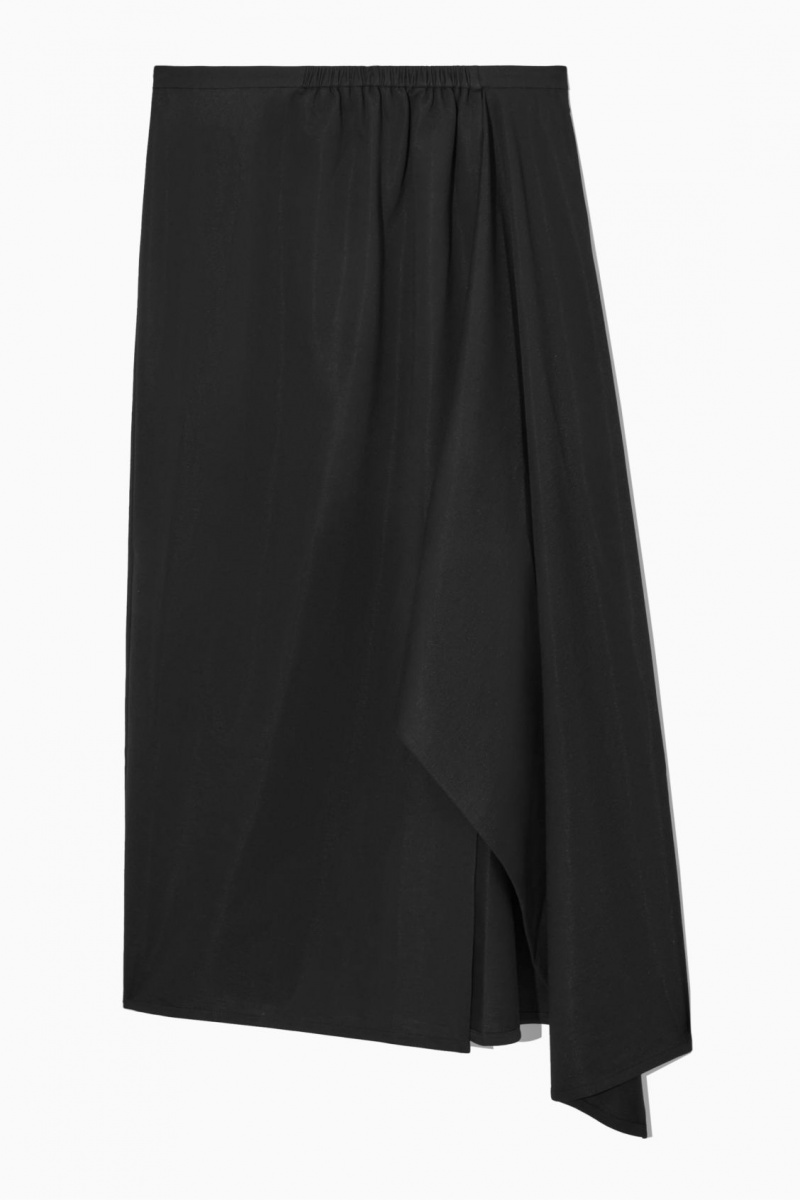 Dámské Sukně COS Asymmetric Midi Wrap Černé | QBLH-93205