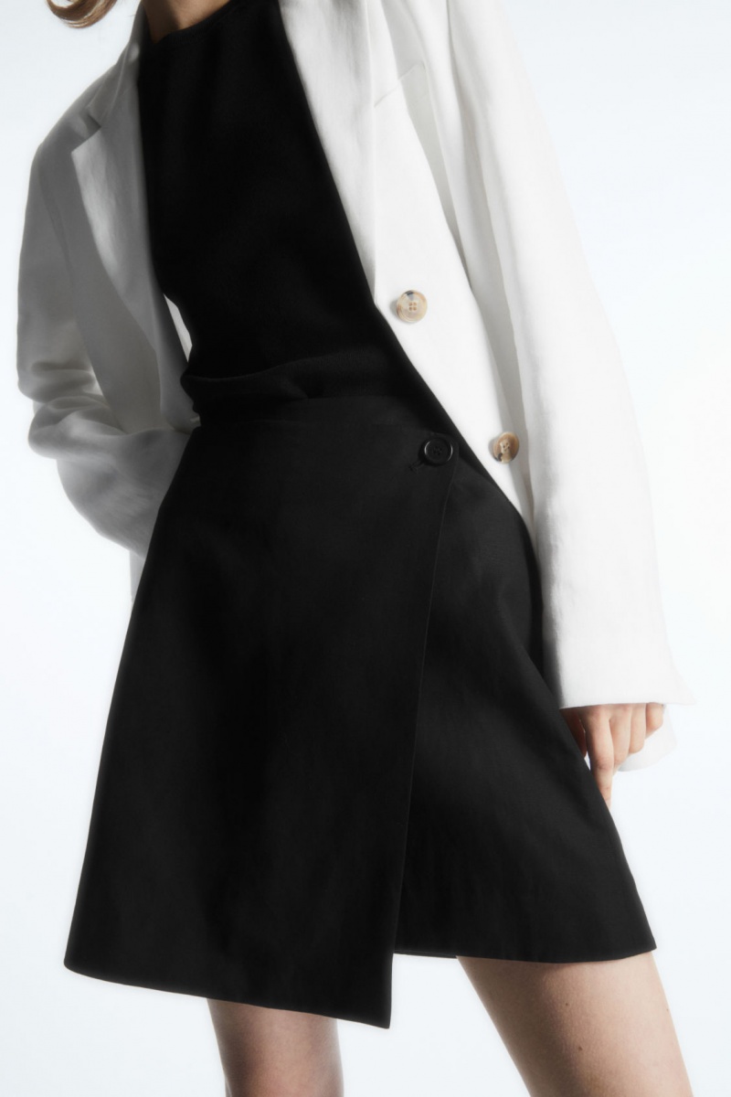 Dámské Sukně COS Asymmetric Mini Wrap Černé | BRAW-03894