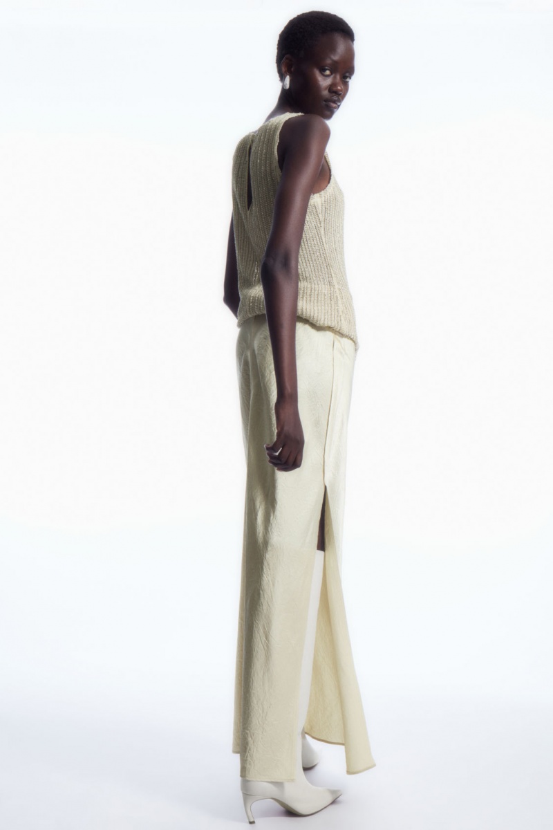Dámské Sukně COS Crinkled-Satin Maxi Krém | VHXW-63480