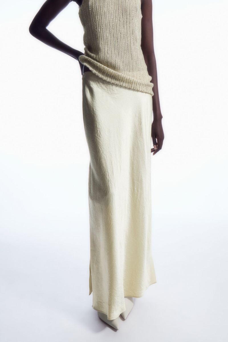 Dámské Sukně COS Crinkled-Satin Maxi Krém | VHXW-63480