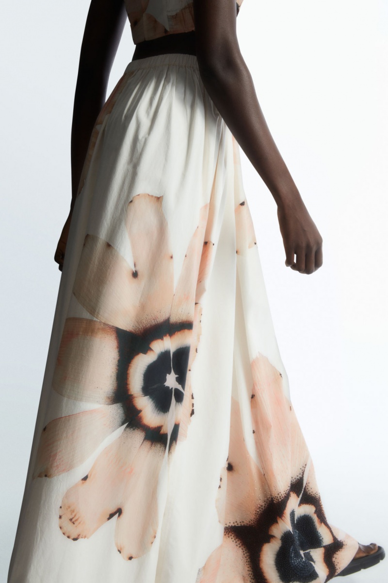 Dámské Sukně COS Floral-Print Beaded Maxi Bílé | UQMT-49831