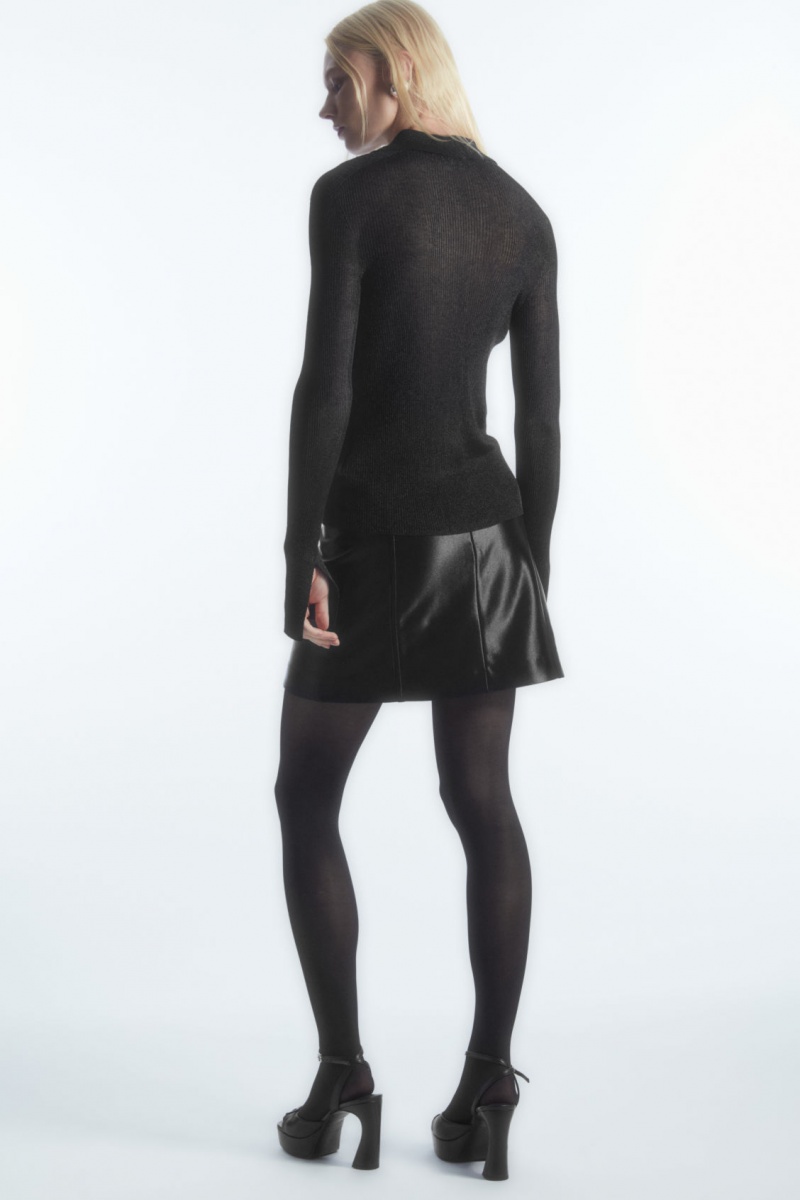 Dámské Sukně COS High-Shine Satin Mini Černé | HYBX-87956