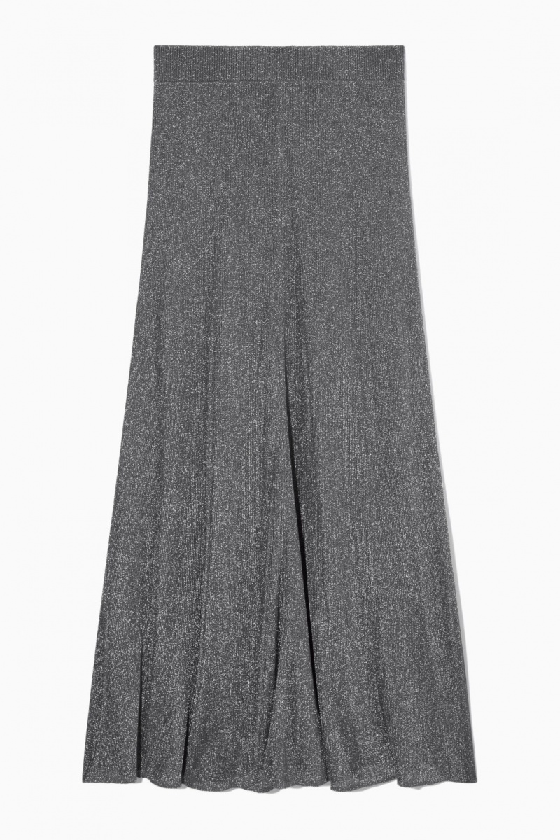 Dámské Sukně COS Sparkly Žebrovaný-Knit Maxi Tmavě Šedé | TNAI-84697