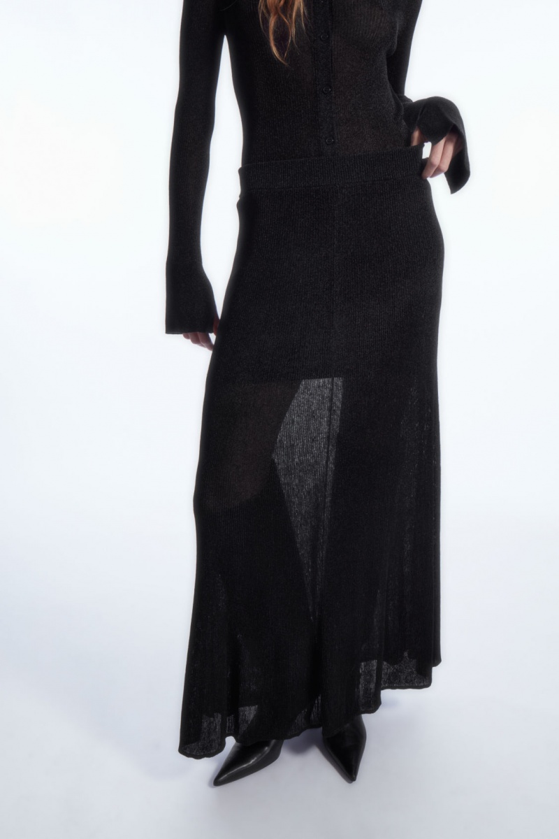 Dámské Sukně COS Sparkly Žebrovaný-Knit Maxi Černé | LPXI-87960