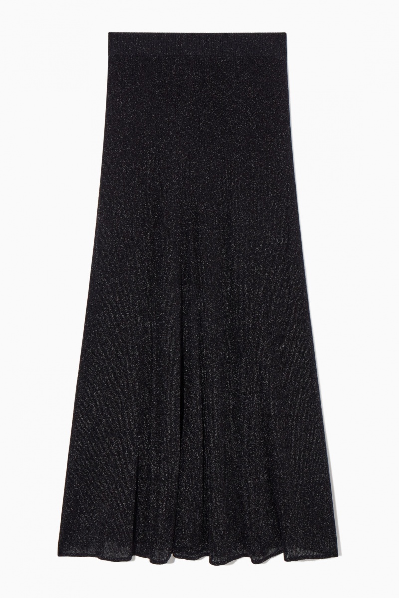 Dámské Sukně COS Sparkly Žebrovaný-Knit Maxi Černé | LPXI-87960