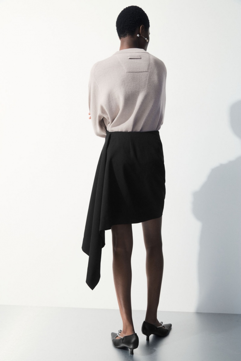 Dámské Sukně COS The Asymmetric Draped Mini Černé | CRIL-98035