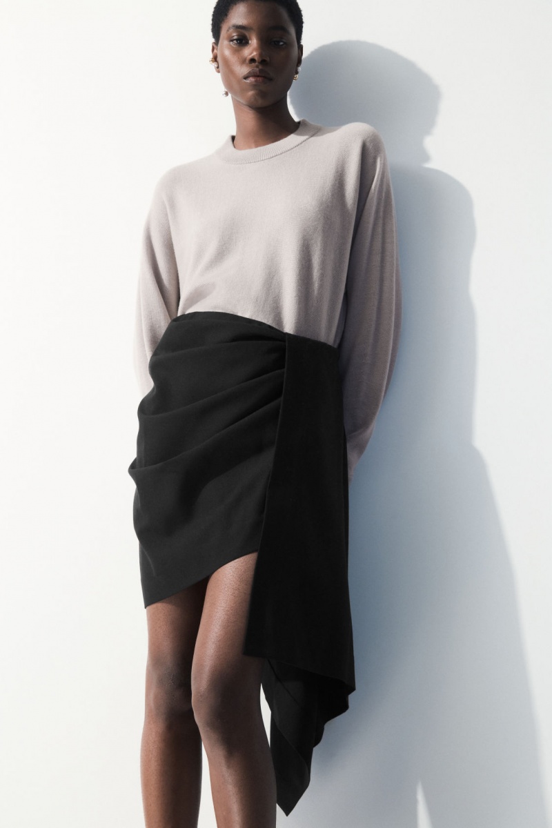 Dámské Sukně COS The Asymmetric Draped Mini Černé | CRIL-98035