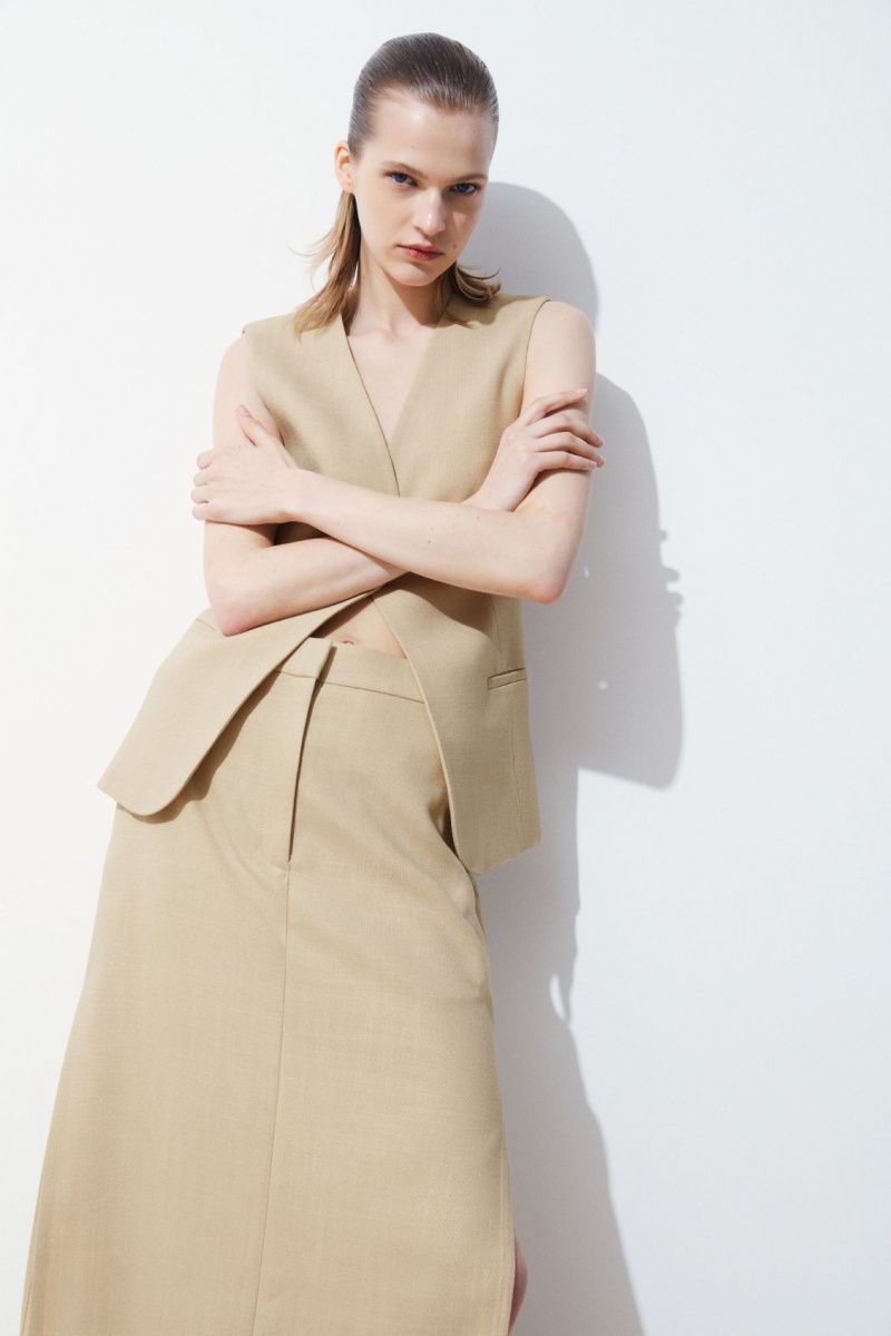 Dámské Sukně COS The High-Slit Maxi Pencil Béžový | MOFZ-85693
