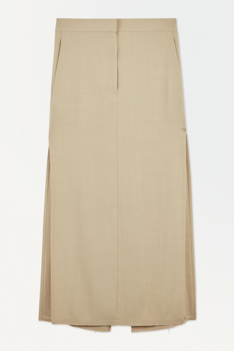 Dámské Sukně COS The High-Slit Maxi Pencil Béžový | MOFZ-85693