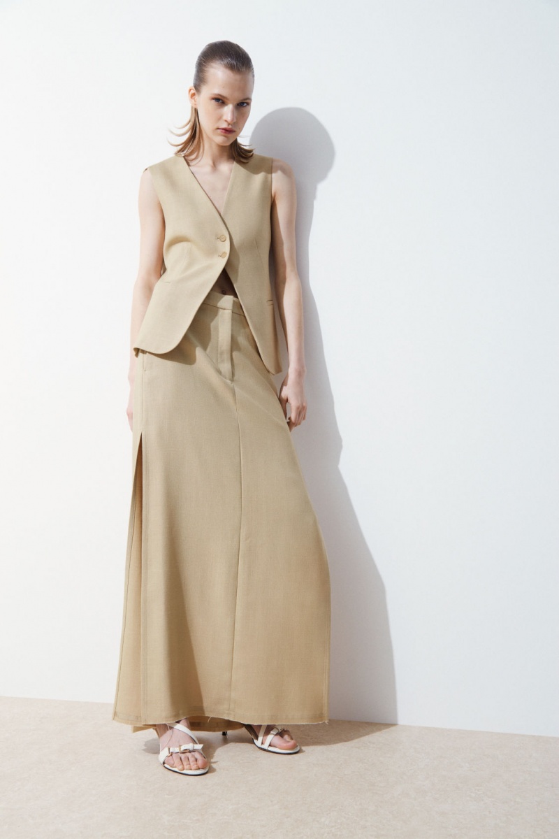 Dámské Sukně COS The High-Slit Maxi Pencil Béžový | MOFZ-85693
