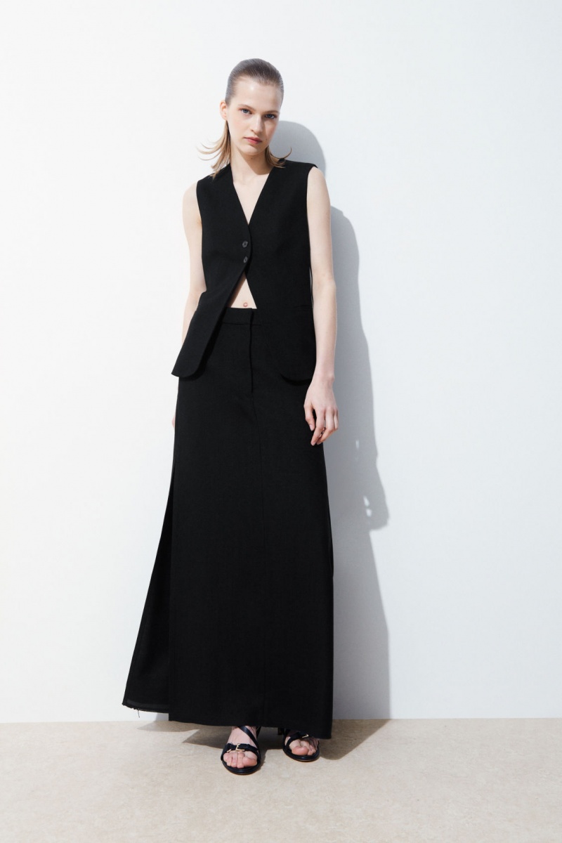 Dámské Sukně COS The High-Slit Maxi Pencil Černé | IPRX-59162