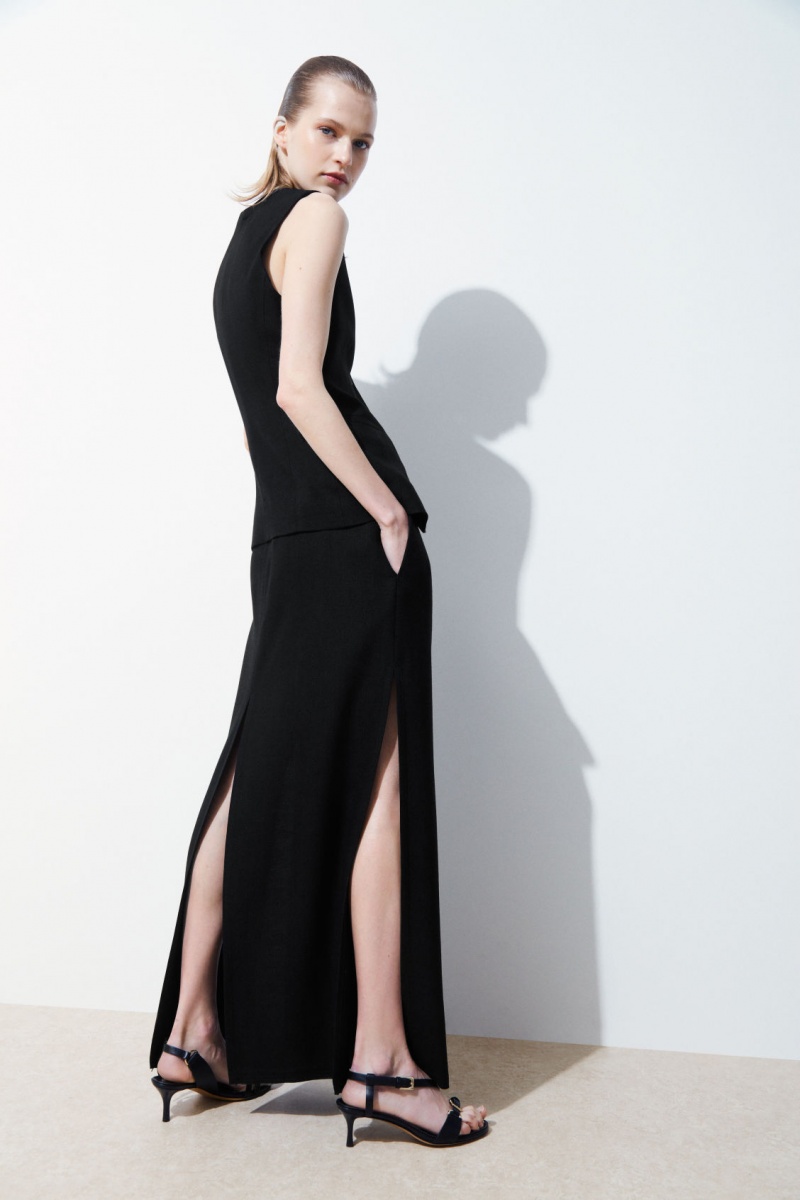 Dámské Sukně COS The High-Slit Maxi Pencil Černé | IPRX-59162